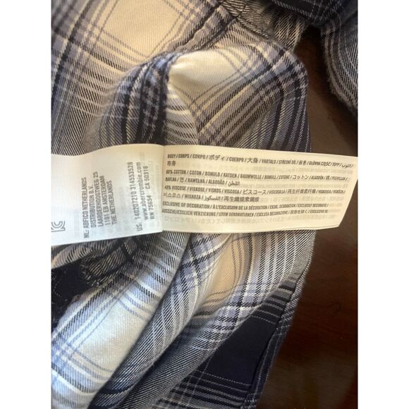 Abercrombie & Fitch Womens Flannel Crop Shirt SMALL Blue Plaid Relaxed Casual - Picture 6 of 9